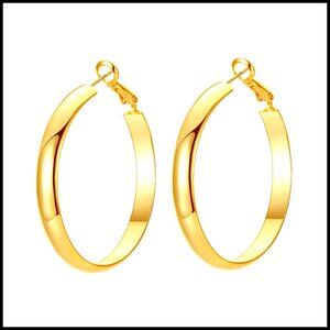 Large Gold Hoop Earrings 14K Plated Sterling Silver Post Hypoallergenic